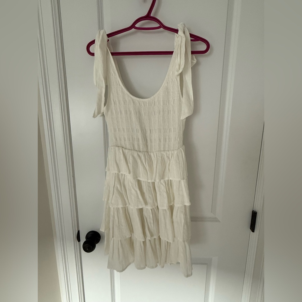 Cream Ruffled Tiered Mini Sundress
